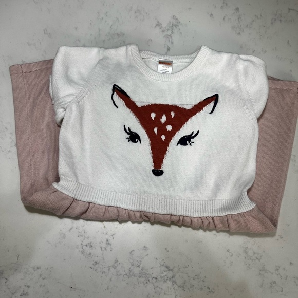 Gymboree White and Pink Fox Sweater Dress - Picture 4 of 8